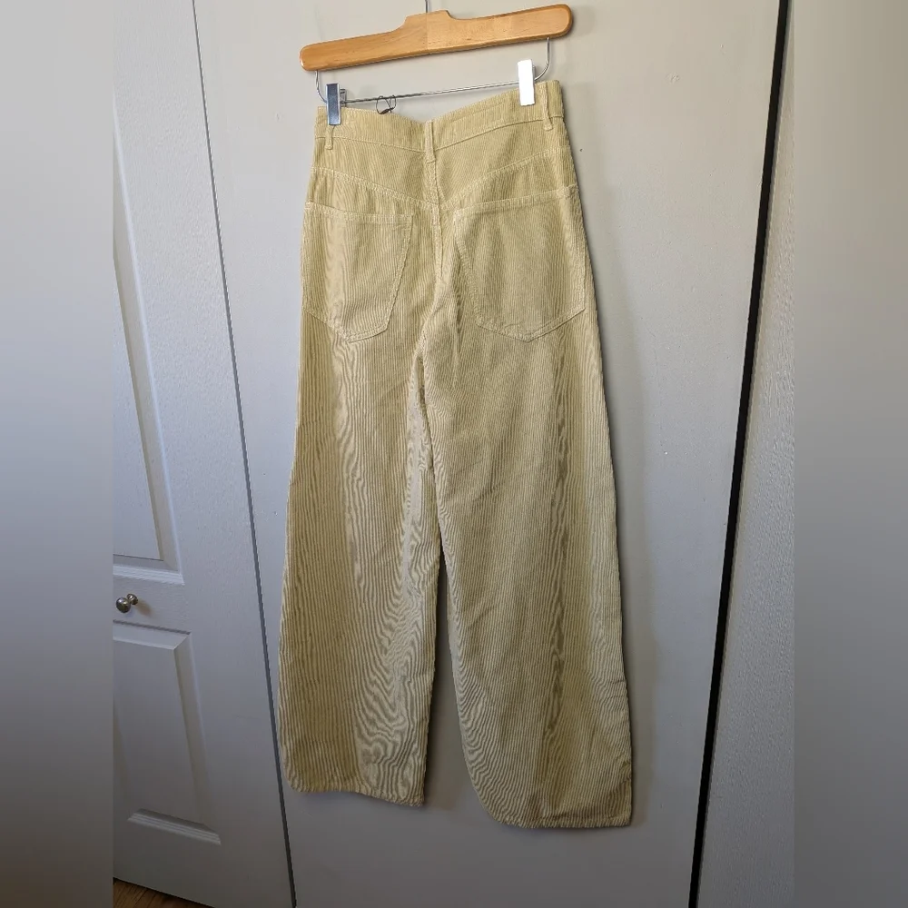 NWOT ZARA Corduroy Women Pants Size 0 Beige Light Yellow Color 100% Cotton Baggy - Picture 5 of 12